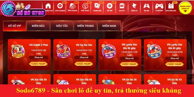 Sodo6789 - Sân chơi lô đề uy tín, trả thưởng siêu khủng