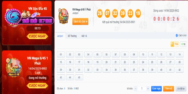 VN Mega 6/45 đem tới cơ hội kiếm thưởng khủng cho lô thủ VN Mega 6/45 đem tới cơ hội kiếm thưởng khủng cho lô thủ